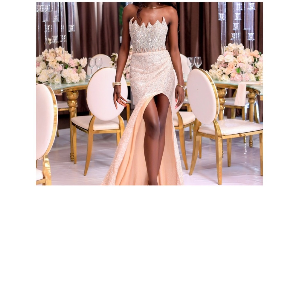 Elegant Cream Strapless Evening Dress